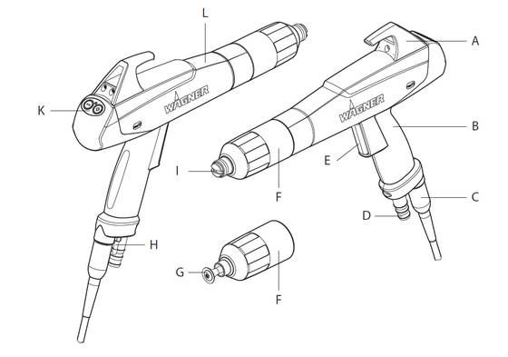 PEM - X1 مقبض استبدال قطع غيار بندقية طلاء مسحوق يدوي