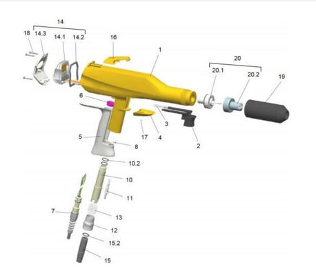 1002100 آلة رذاذية لطلاء المسحوق كاملة Gema Optiselect Gm02 مع كابل 6m