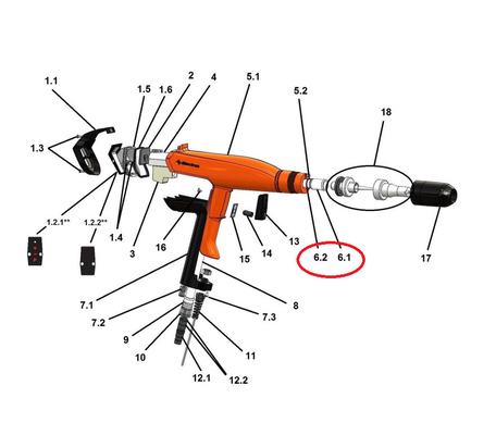 أعلى مجموعة أنابيب المسحوق Electron E-Gun C1 / C2 Manual Gun